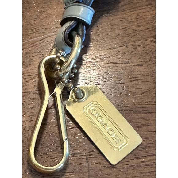 Coach Leather Keychain Brass lanyard wristlet Small Tag Wrist Strap green blue - Picture 5 of 9